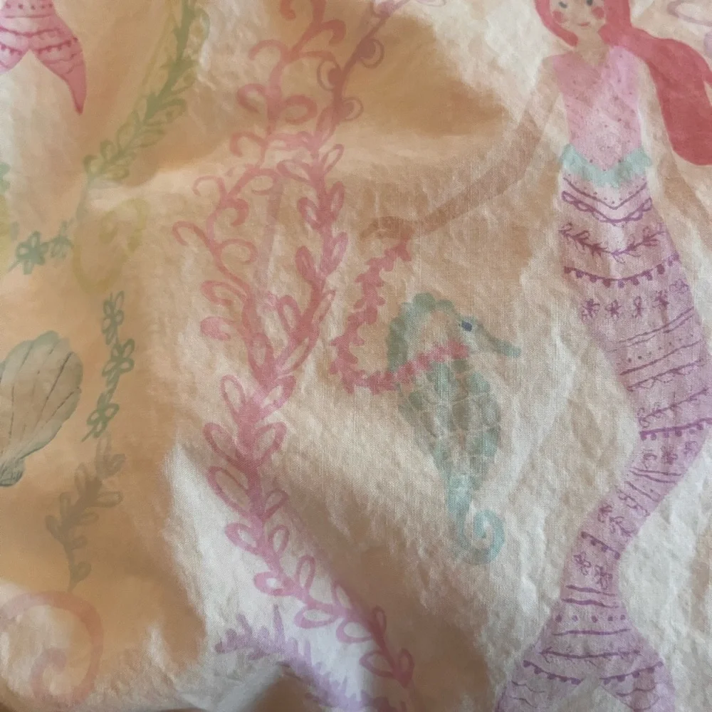 Pottery barn Mermaid Print Bedding twin flat sheet size 💯 cotton